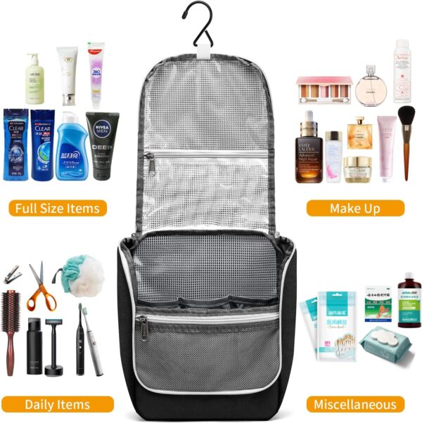 Della Gao Black Water Repellent Polyester Hanging Toiletry Bag for Travel - Image 2