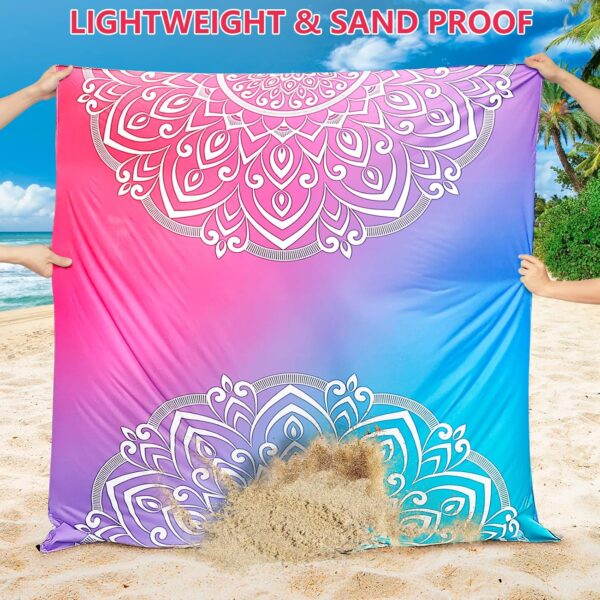 Beach Blanket Waterproof Sandproof Extra Large Beach Mat 79" X 83"/120"x108"for 1-8 Adults Quick Drying Durable Outdoor Picnic Mat for Beach Travel Camping Hiking - Image 5