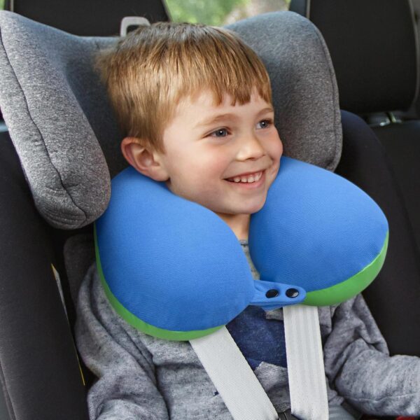 COOLBEBE Kids Chin Supporting Travel Neck Pillow,Softly Double Support Neck Pillow for Car & Airplane, Traveling Gifts for Toddler & Children(1, Bluish Green) - Image 7