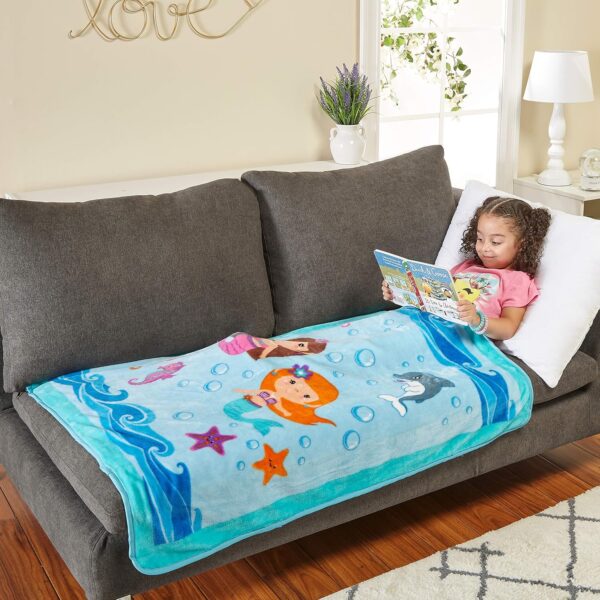 EVERYDAY KIDS Toddler Throw Blanket - 30" by 40" - Mermaids Undersea Adventure - Super Soft, Plush, Warm and Comfortable - Image 4