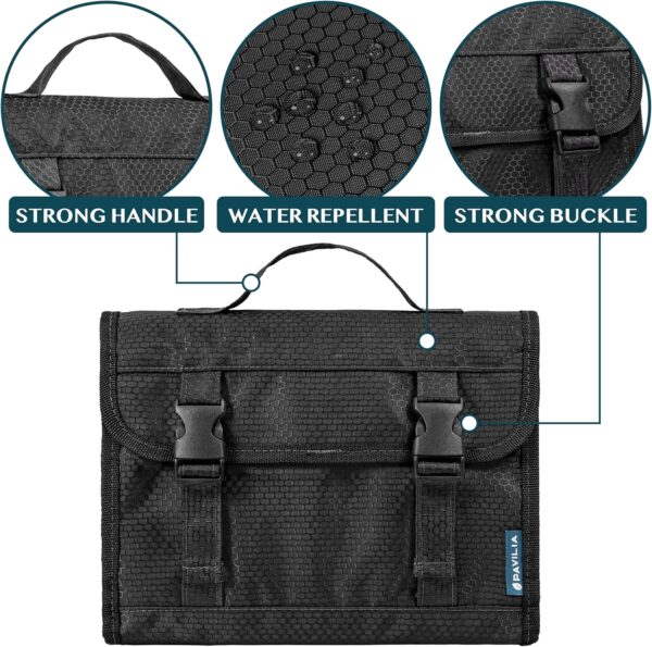 PAVILIA Travel Hanging Toiletry Bag for Women Men, Large Capacity Makeup Bag Kit, Waterproof Cosmetic Storage Organizer Case for Bathroom Shower, Black - Image 3