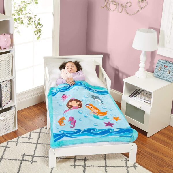 EVERYDAY KIDS Toddler Throw Blanket - 30" by 40" - Mermaids Undersea Adventure - Super Soft, Plush, Warm and Comfortable - Image 3