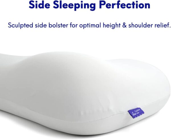 Cushion Lab Deep Sleep Pillow, Patented Ergonomic Contour Design for Side & Back Sleepers, Orthopedic Cervical Shape Gently Cradles Head & Provides Neck Support & Shoulder Pain Relief - Calm Grey - Image 3