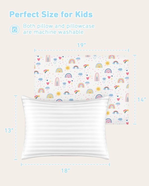 Babebay Toddler Pillow,13X18 Soft Toddler Pillows for Sleeping, Machine Washable Kids Pillow with Cotton Pillowcase, Perfect for Travel, Toddlers Cot - Image 6