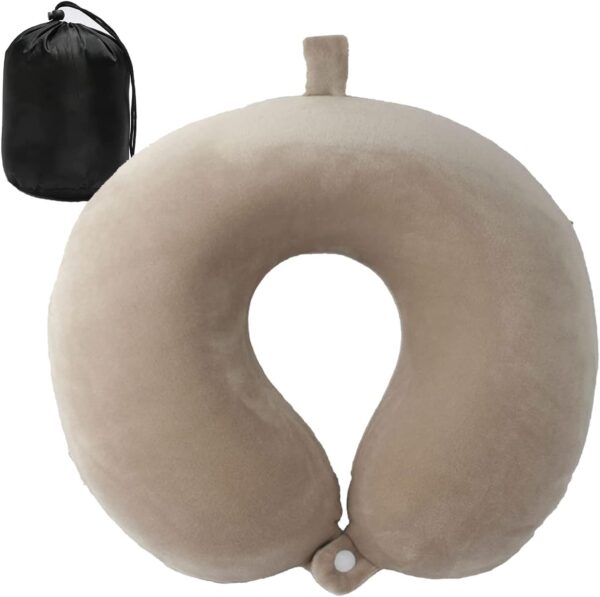 Neck Pillow for Traveling, Upgraded Travel Neck Pillow for Airplane 100% Pure Memory Foam Travel Pillow for Flight Headrest Sleep, Portable Plane Accessories