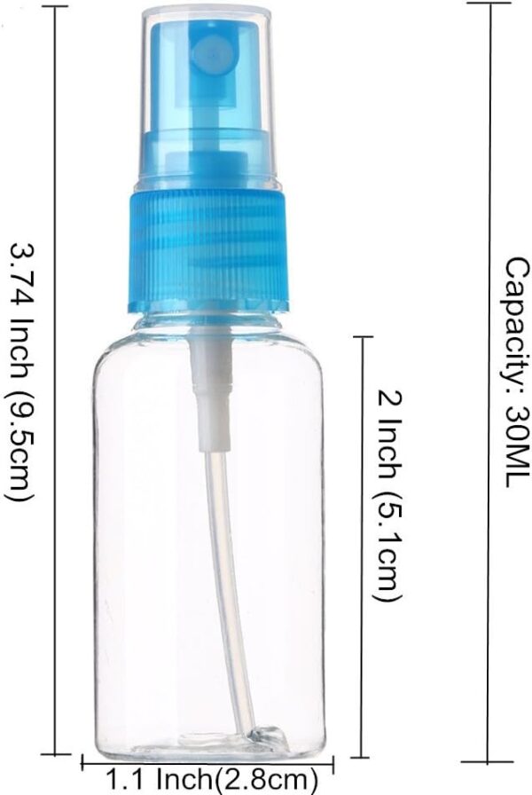 SINIDE Spray Bottles 30 ml/1 oz, 4 Pack Clear Empty Fine Mist Plastic Mini Travel Bottle Set, Portable Refillable Makeup Sprayer Containers for Perfume, Liquids, Aromatherapy, Small Size - Image 2