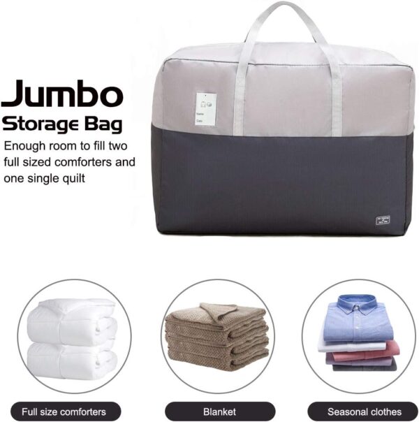 105l Clothing Storage Bags for Clothes, 2pcs Down Comforter Storage Bags for Blankets and Quilts, Bedding, Sweater, Pillow Storage Bags with Zipper, Heavy Duty Extra Large Packing Bags for Moving Bags - Image 2