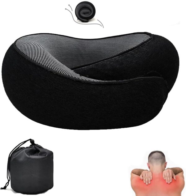 2024 New Neck Pillow, Travel Neck Pillow, Airplane Memory Foam Travel Neck Pillow, Foldable for Sleeping (Black), OPZ-416