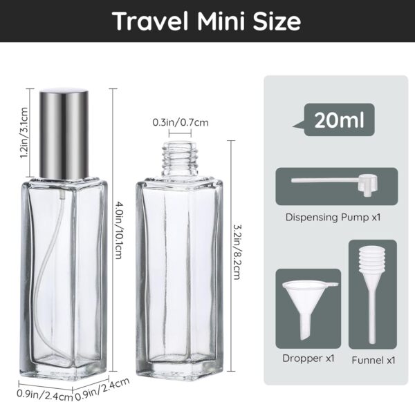 Segbeauty 20ml Refillable Perfume Bottle Travel, 2pcs Empty Glass Spray Bottles Atomizer, Mini Pocket Leakproof Fine Mist Sprayer for Perfume Cologne Dispenser Fragrance Container Set Travel Accessory - Image 5