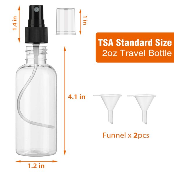 30 Pack 2 oz Fine Mist Mini Clear Spray Bottles with Pump Spray Cap - for Essential Oils, Travel, Perfumes - Refillable & Reusable Empty Plastic Bottles Travel Bottle - Image 4