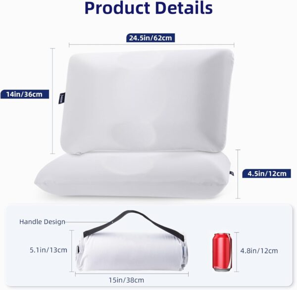 Memory Foam Cooling Pillows - Orthopedic Bed Pillows, Ergonomic Pillow Neck Pain Relief, Neck Pillow for Side Sleeping with a Handy Storage Bag - Image 2