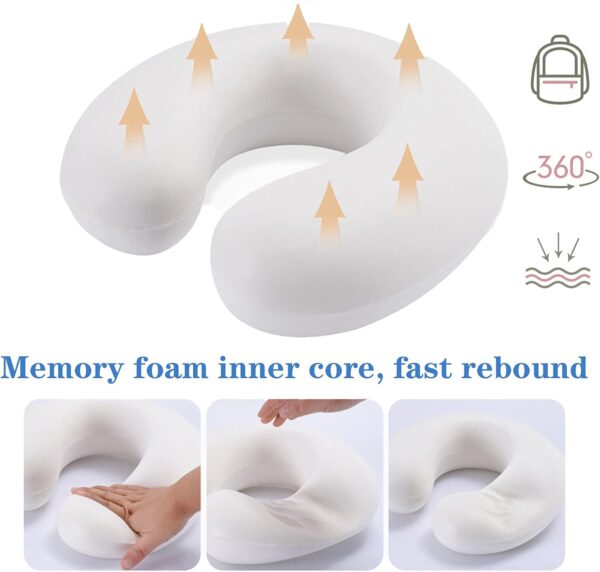 Neck Pillow for Traveling, Upgraded Travel Neck Pillow for Airplane 100% Pure Memory Foam Travel Pillow for Flight Headrest Sleep, Portable Plane Accessories - Image 3