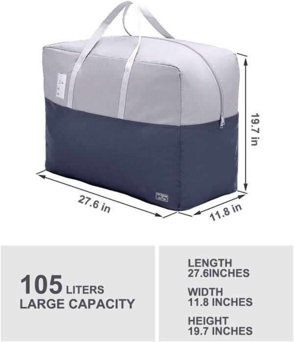 105l Clothing Storage Bags for Clothes, 2pcs Down Comforter Storage Bags for Blankets and Quilts, Bedding, Sweater, Pillow Storage Bags with Zipper, Heavy Duty Extra Large Packing Bags for Moving Bags - Image 3