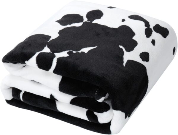 Cozy Bliss Cow Print Throw Blanket Non Shedding MilkyPlush™ Fleece 330GSM Thick Blankets Western Room Decor Super Soft Warm for Adults Kids Girl Gifts Bedroom Couch Sofa Travel Black White 90"x90" - Image 8