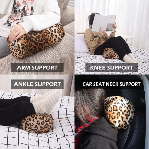 CARRIE HOME Leopard Microbead Neck Pillows Squishy Cylinder Bean Bag Pillow - 12x7 Inch Tiny Arm & Back Roll Pillow for Surgery, Travel, Airplane, Car - Support for Neck, Back, Arms, Legs and Knees - Image 6