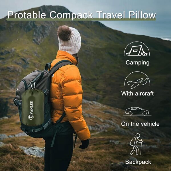 Camping Pillow for Sleeping,Shredded Memory Foam Pillow,Travel Pillow Compact & Packable with Storage Bag,Soft Cover,Portable Small Pillow for Car Camp Backpacking Hiking Gear & Accessories - Image 2