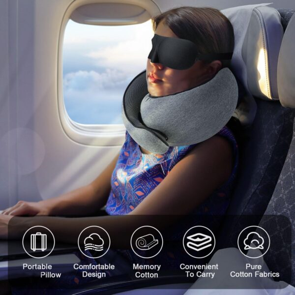 Neck Pillow Airplane, Traveling Pillows for Airplanes, Memory Foam Neck Pillow, Stowable U-Shaped Pillow - Image 3