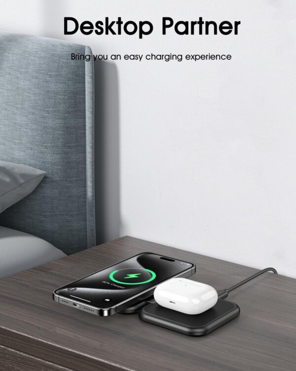 3 in 1 Charging Station for Apple Multiple Devices-Magnetic Wireless Travel Charging Station for iPhone 16 15 14 13 12 Series,Foldable Mag-Safe Charger Pad for Apple Watch,for Airpods Pro,Green - Image 4