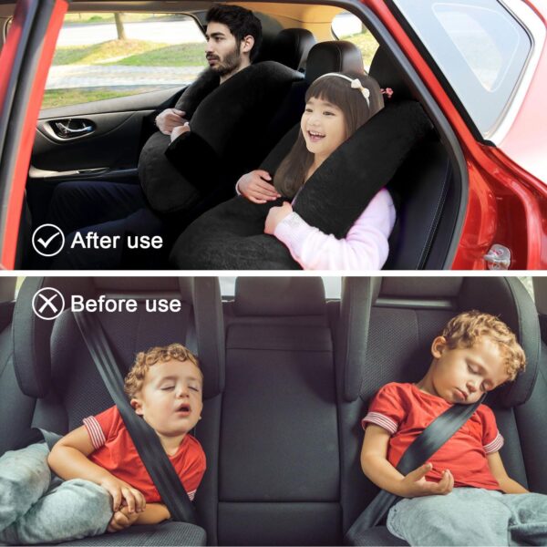 Travel Pillow, Travel Pillow for Kids, Sleeper Hold Pillow Travel, Removable U-Shaped Pillow for Adults and Children to Support Head and Body in The Back Seat of Long Car Trips (Black) - Image 2