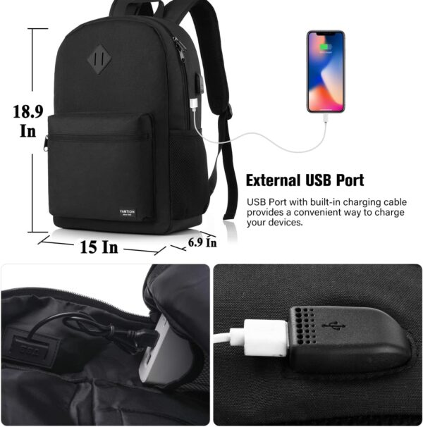 YAMTION 17 Inch Backpack for School Business Travel,Computer Bookbag Schoolbag for Work Office High School College Teen Men Boy Girl Women - Image 6