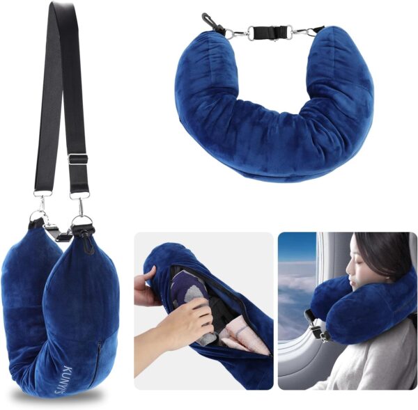 Kunyi's Travel Pillow You Stuff with Clothes As Carry-On Luggage Fits 5 Days of Travel Essentials Transformable Multifunctional Luggage Pillowcase Soft Plush Stuff-able