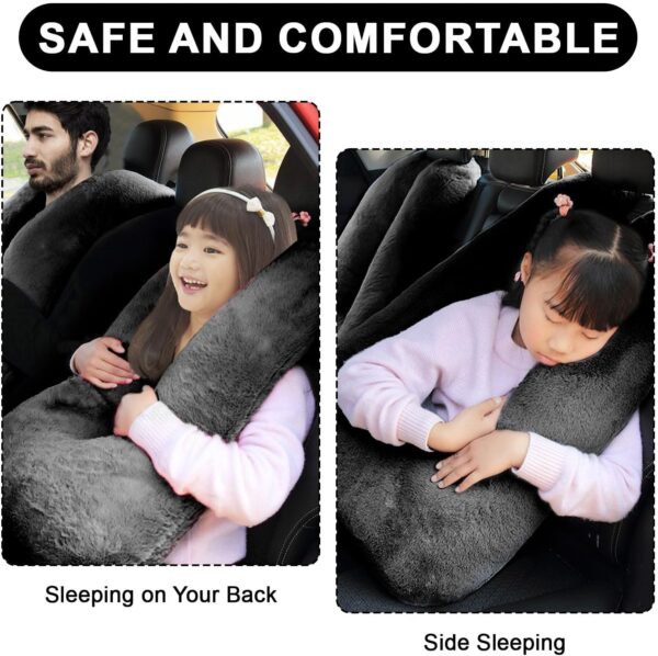 Travel Pillow, Travel Pillow for Kids, Sleeper Hold Pillow Travel, Removable U-Shaped Pillow for Adults and Children to Support Head and Body in The Back Seat of Long Car Trips (Black) - Image 4