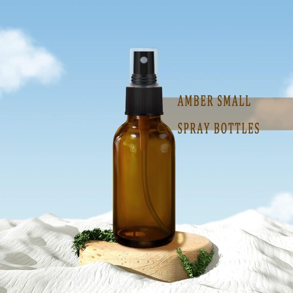 4 pcs Amber Glass Spray Bottles 2oz, Empty Small Spray Bottle Fine Mist Refillable Sprayer with Funnel Labels Droppers,Mini Travel Bottle for Essential Oils,Hair and Cleaning Solutions - Image 5