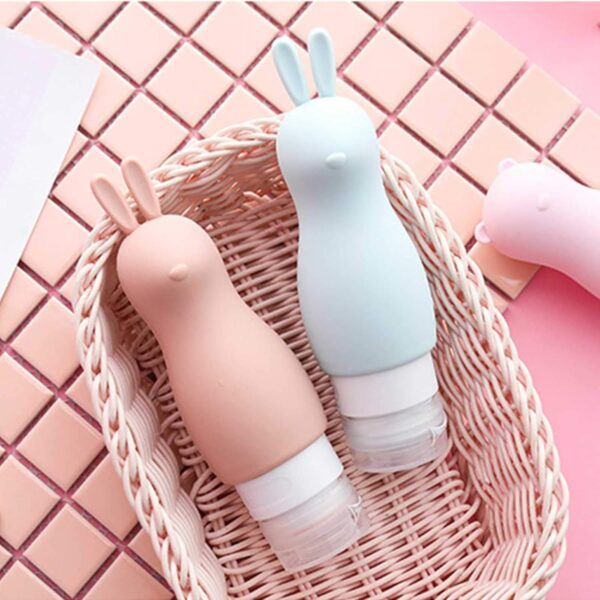 Cute Travel Bottles, 3oz (90ml) Portable Cute Bear and Rabbit Travel Size Bottles, Leakproof Soft Silicone Travel Containers for Lotions and Creams, Shampoo, Conditioner, Liquids - Image 7