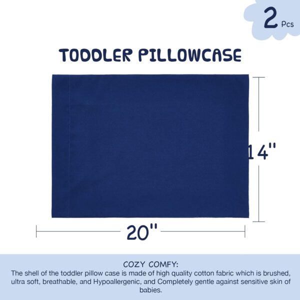 EXQ Home Toddler Pillowcases 13x18 Travel Pillow Case Set of 2, Small Pillow Case Fits Baby Pillow Sized 12x16, 13x18, Kids Pillowcases 2 Pack Machine Washable with Envelope Closure(Navy) - Image 6