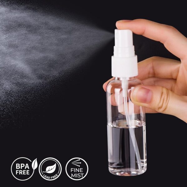 Hydior Small Clear Travel Spray Bottle 2 oz, Mini Empty Fine Mist Plastic Spray Bottles Set of 10 - Image 2