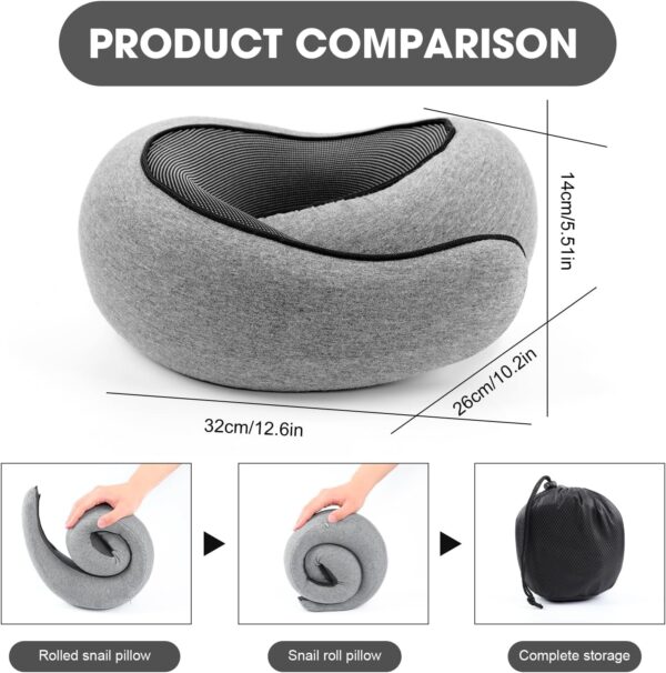 Neck Pillow Airplane, Traveling Pillows for Airplanes, Memory Foam Neck Pillow, Stowable U-Shaped Pillow - Image 5