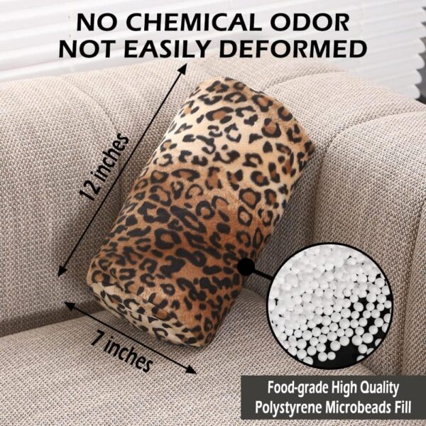 CARRIE HOME Leopard Microbead Neck Pillows Squishy Cylinder Bean Bag Pillow - 12x7 Inch Tiny Arm & Back Roll Pillow for Surgery, Travel, Airplane, Car - Support for Neck, Back, Arms, Legs and Knees - Image 3