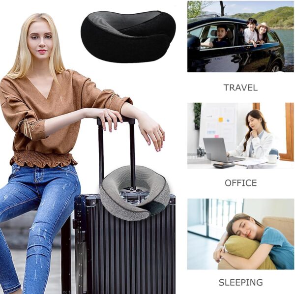 2024 New Neck Pillow, Travel Neck Pillow, Airplane Memory Foam Travel Neck Pillow, Foldable for Sleeping (Black), OPZ-416 - Image 3