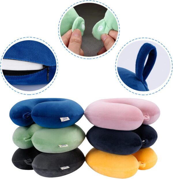 Neck Pillow for Traveling, Upgraded Travel Neck Pillow for Airplane 100% Pure Memory Foam Travel Pillow for Flight Headrest Sleep, Portable Plane Accessories - Image 4