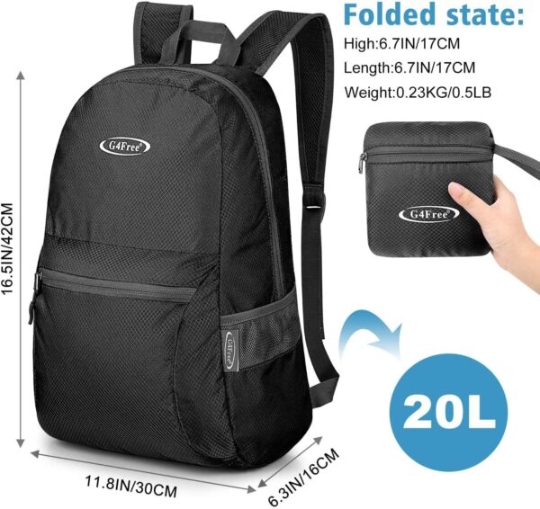 G4Free 20L Lightweight Packable Backpack Travel Hiking Daypack Foldable Backpack for Men Women - Image 2