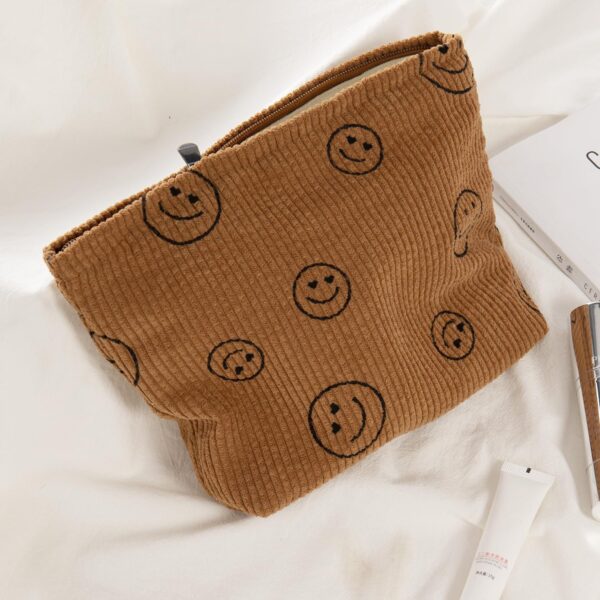 Cosmetic bag Makeup bag Preppy Cute Corduroy Toiletry bag for women travel essentials (brownbrown) - Image 5