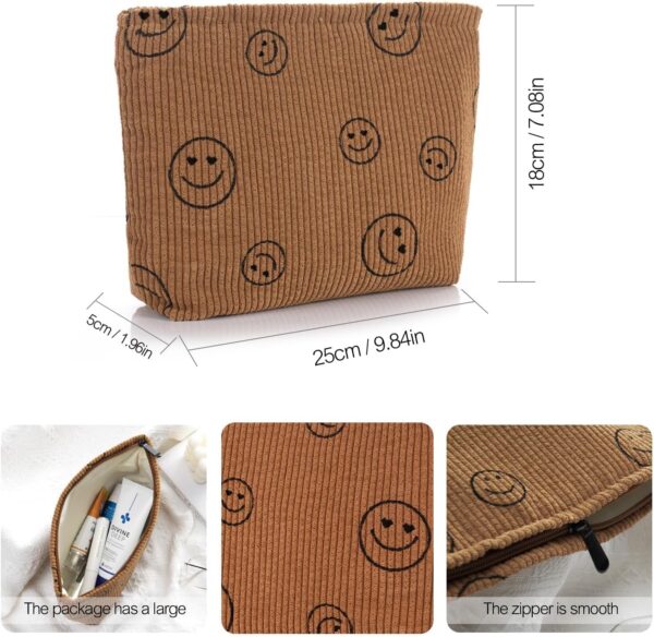 Cosmetic bag Makeup bag Preppy Cute Corduroy Toiletry bag for women travel essentials (brownbrown) - Image 2