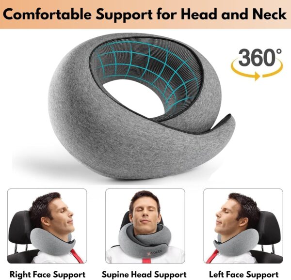 LOLEX Travel Pillows for Airplanes, 2024 New Travel Pillow, Airplane Neck Pillow for Travel, Aircraft Memory Foam Flight Pillow, Best Travel Neck Pillow for Airplane, with Eye Mask & Ear Plugs - Image 5