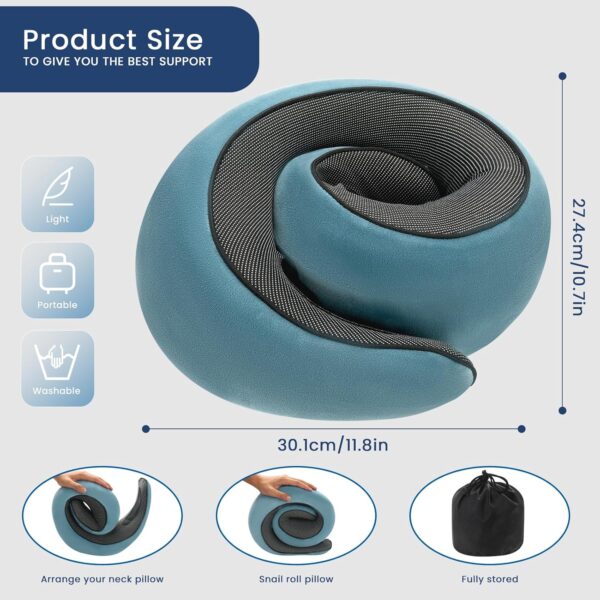 Travel Pillow, Pure Memory Foam Neck Pillow for Airplanes, Comfortable Breathable Cover, Stowable Pillows for Sleeping, Car, Airport Travel Essentials - Image 3