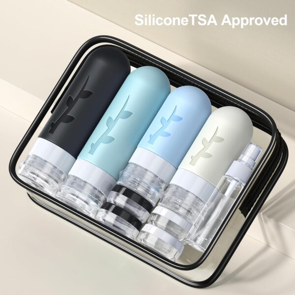 18 Pcs Travel Bottles for Toiletries, Silicone Travel Size Toiletries of Travel Containers Set, Refillable & Leakproof Travel Bottles Kit with TSA Approved Travel Size Bottles (black) - Image 5