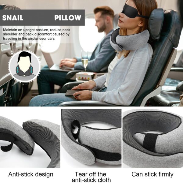 Neck Pillow Airplane, Traveling Pillows for Airplanes, Memory Foam Neck Pillow, Stowable U-Shaped Pillow - Image 2