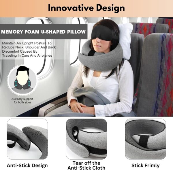 LOLEX Travel Pillows for Airplanes, 2024 New Travel Pillow, Airplane Neck Pillow for Travel, Aircraft Memory Foam Flight Pillow, Best Travel Neck Pillow for Airplane, with Eye Mask & Ear Plugs - Image 6