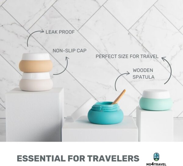 Travel Containers for Toiletries - Small Travel Containers for Creams - 4 Pack of 20mL TSA Approved Travel Bottles with Clear Bag, Leak-Proof Silicone Travel Jars for Toiletries (Mountain) - Image 3