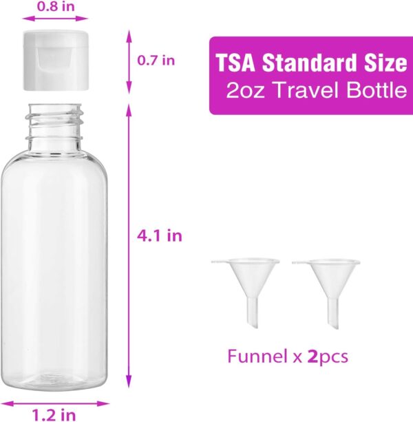 30 Pcs 2 oz Clear Plastic Empty Bottles, Travel Size Bottles with Flip Cap Small Bottles for Liquids Toiletries Shampoo Lotion Conditioner - Image 2