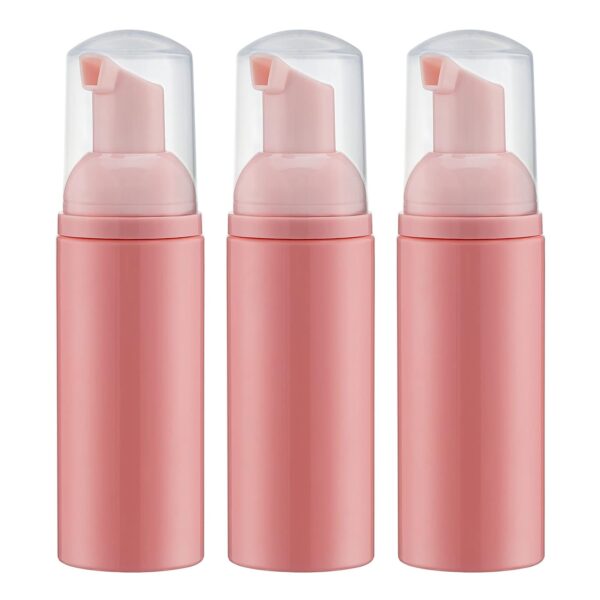 Tekson Foam Pump Bottle (Pink), Empty Travel Size Foam Dispenser Pump for Soap Shampoo, Lash Cleanser(60ml, 3PCS)