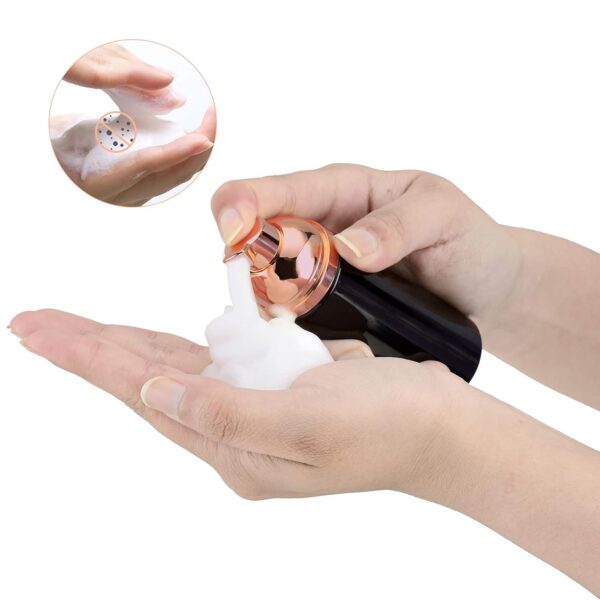 2oz Foam Pump Bottle (3PCS) Empty Travel Foaming Dispenser for Hand Soap, Lash Cleanser, Shampoo (60ml, Rose Gold &Black - Image 4