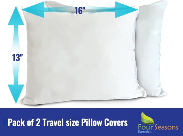 Travel Size Pillow Protectors (Set of 2) - 13x16 Pillow Covers Waterproof Hypoallergenic Dust Proof Zippered Encasement - Image 2