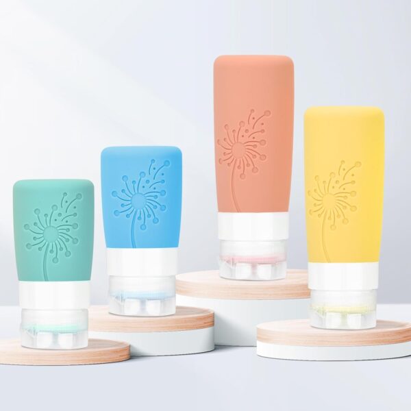 Travel Bottle Set 17pcs Travel Essentials Toiletries Container TSA Approved Leak Proof Silicone Squeezable Containers for Toiletries (Dandelions) - Image 5