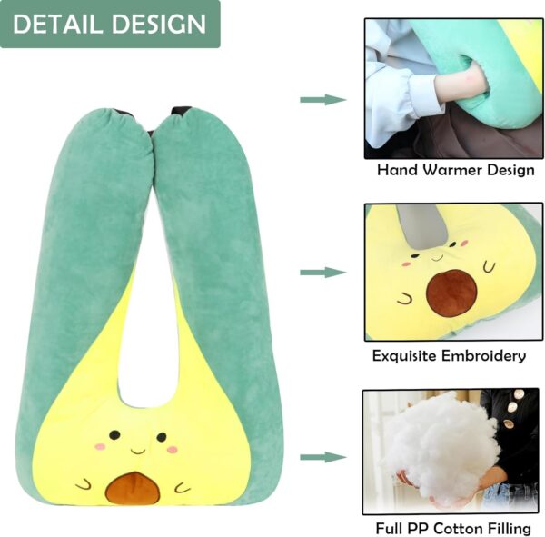 Kids Travel Pillow for Car Seat with Hand Muff, Cartoon Neck & Headrest Seat Belt Pillow for Car Road Trips Long-Distance Travel Sleeping Pillow for Adults and Children, Avocado - Image 4