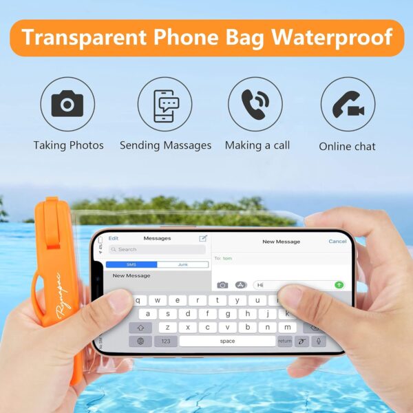 Waterproof Phone Pouch Bag - 7.5in Water Proof Cell Phone Case for Beach Travel Must Haves, Waterproof Phone Holder with Lanyard for iPhone 16 15 14 Pro Max Galaxy S24 S23 Pixel 7a, Cruise Essentials - Image 4